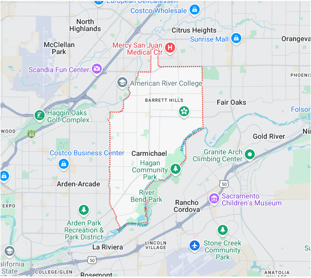 Service Location Carmichael Map Image