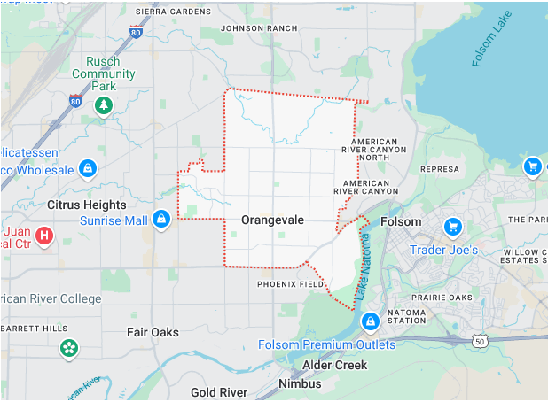 Service Location Orangevale Map image