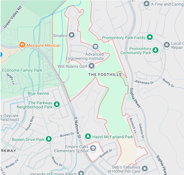 Service Location The Foothills Map Image